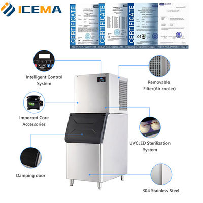 200кг 300кг 400кг 500кг ICEMA Ice Cube Maker Machine 760*830*1780 мм Размер льда 22x22x22 мм