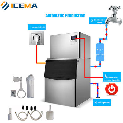 200кг 300кг 400кг 500кг ICEMA Ice Cube Maker Machine 760*830*1780 мм Размер льда 22x22x22 мм
